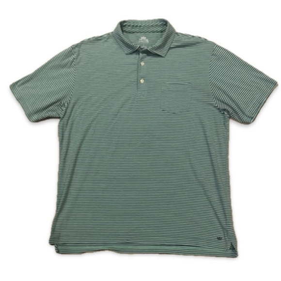 Peter Millar Dewey Seaside Striped Polo in green with hint of navy Size L - Picture 1 of 4